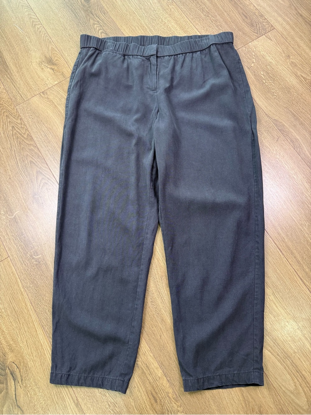 Eileen Fisher Crop Ankle Pants Charcoal Gray 100% Tencel Lyocell Size Large